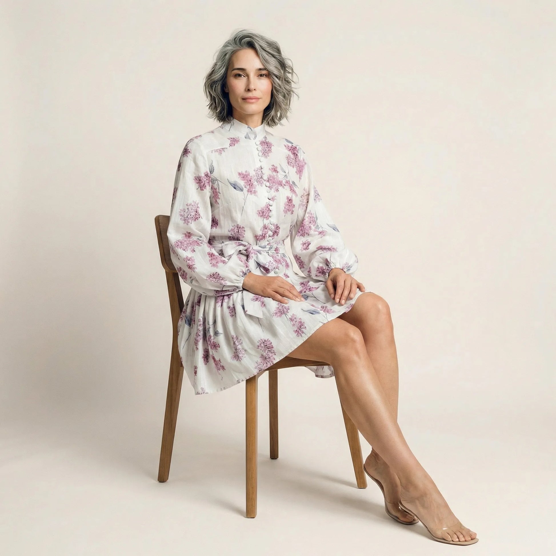 Long Sleeve Pleated Hem Mini Shirt Dress