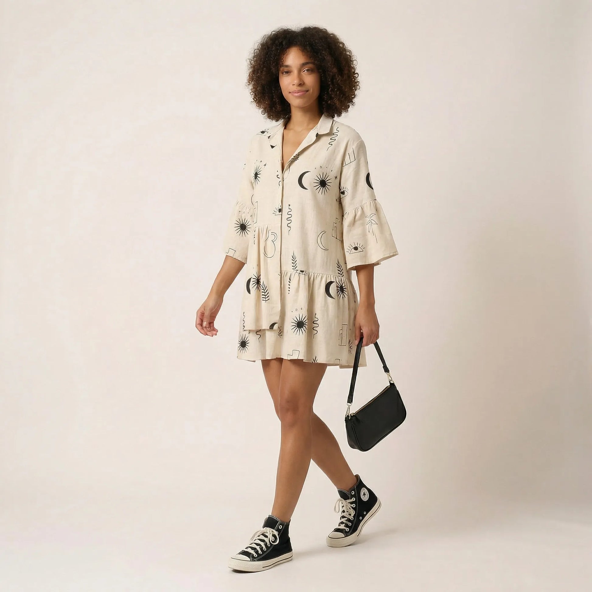 Relaxed Fit Printed Babydoll Summer Dress