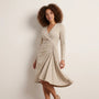 Day - to - Night Draped Midi Dress BeigeSM-009-BEIGE-S