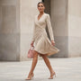 Day - to - Night Draped Midi Dress BeigeSM-009-BEIGE-S