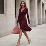 Day - to - Night Draped Midi Dress MaroonSM-009-MAROON-S