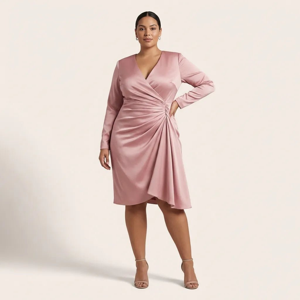 Day - to - Night Draped Midi Dress PinkSM-009-PINK-S