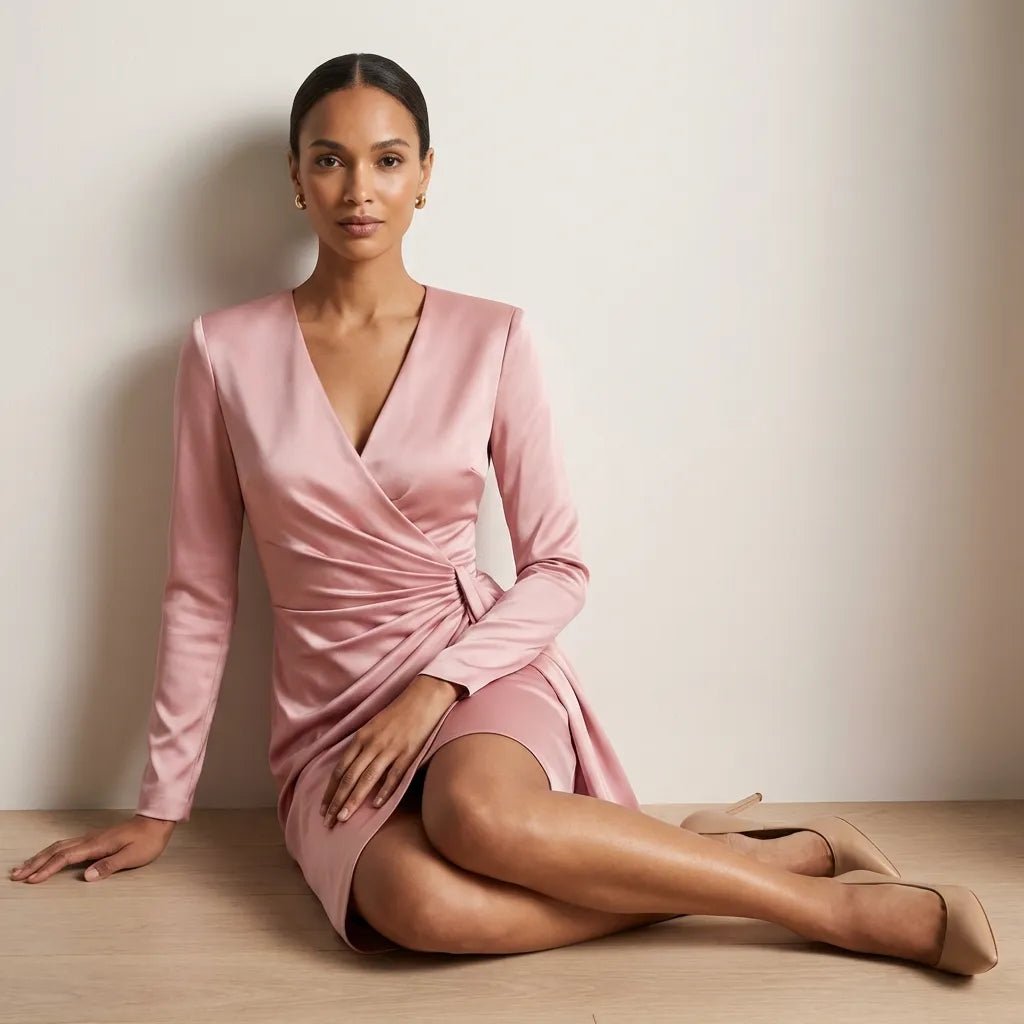 Day - to - Night Draped Midi Dress PinkSM-009-PINK-S