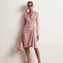 Day - to - Night Draped Midi Dress PinkSM-009-PINK-S