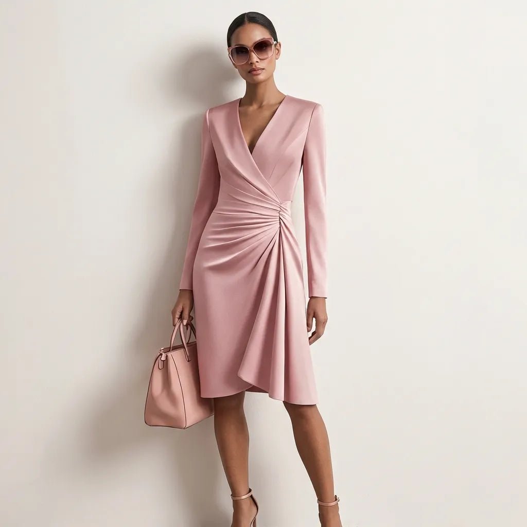 Day - to - Night Draped Midi Dress PinkSM-009-PINK-S