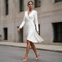 Day - to - Night Draped Midi Dress WhiteSM-009-WHITE-S