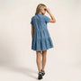 Denim Shirt Dress with Frayed Hem BlueSM-026-BLUE-S