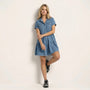 Denim Shirt Dress with Frayed Hem BlueSM-026-BLUE-S