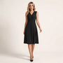 Draped Waist Day - to - Night Midi Dress BlackSM-013-BLACK-S