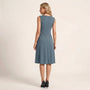 Draped Waist Day - to - Night Midi Dress BlueSM-013-BLUE-S