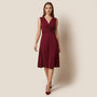 Draped Waist Day - to - Night Midi Dress MaroonSM-013-MAROON-S