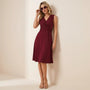 Draped Waist Day - to - Night Midi Dress MaroonSM-013-MAROON-S