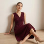 Draped Waist Day - to - Night Midi Dress MaroonSM-013-MAROON-S