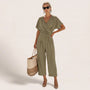 Draped Waist Top & Pocket Trousers Set KhakiSM-014-KHAKI-S