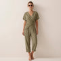 Draped Waist Top & Pocket Trousers Set KhakiSM-014-KHAKI-S