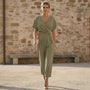 Draped Waist Top & Pocket Trousers Set KhakiSM-014-KHAKI-S