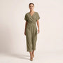 Draped Waist Top & Pocket Trousers Set KhakiSM-014-KHAKI-S