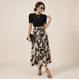 Eclipse Bloom Contrast Midi Dress BlackS