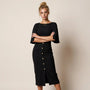 Eleanor Cape Sleeve Midi Dress BlackSM-037-BLACK-S