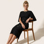 Eleanor Cape Sleeve Midi Dress BlackSM-037-BLACK-S