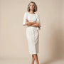 Eleanor Cape Sleeve Midi Dress WhiteSM-037-WHITE-S