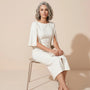 Eleanor Cape Sleeve Midi Dress WhiteSM-037-WHITE-S