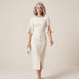 Eleanor Cape Sleeve Midi Dress WhiteSM-037-WHITE-S