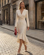 Elegant Blazer - Collar Mermaid Midi Dress BeigeSM-002-BEIGE-S