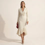 Elegant Blazer - Collar Mermaid Midi Dress BeigeSM-002-BEIGE-S