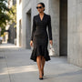 Elegant Blazer - Collar Mermaid Midi Dress BlackSM-002-BLACK-S