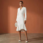 Elegant Blazer - Collar Mermaid Midi Dress WhiteSM-002-WHITE-S