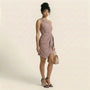 Elegant One - Shoulder Wrap Mini Dress PinkSM-053-PINK-S