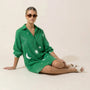 Emerald Celestial Print Shirt Mini Dress GreenSM-052-GREEN-S
