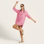 Emerald Celestial Print Shirt Mini Dress PinkSM-052-PINK-S