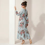 Floral Long Sleeve Midi Dress BlueSM-054-BLUE-S