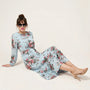 Floral Long Sleeve Midi Dress BlueSM-054-BLUE-S