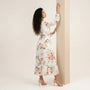 Floral Long Sleeve Midi Dress WhiteSM-054-WHITE-S