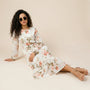Floral Long Sleeve Midi Dress WhiteSM-054-WHITE-S