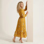 Floral Long Sleeve Midi Dress YellowSM-054-YELLOW-S