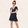Floral V Tie - Waist Mini Dress BlackSM-042-BLACK-S