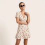 Floral V Tie - Waist Mini Dress WhiteSM-042-WHITE-S