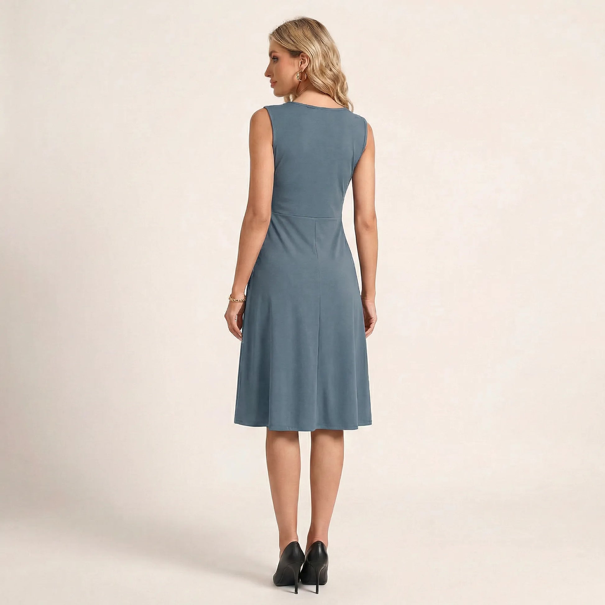 Draped Waist Day-to-Night Midi Dress