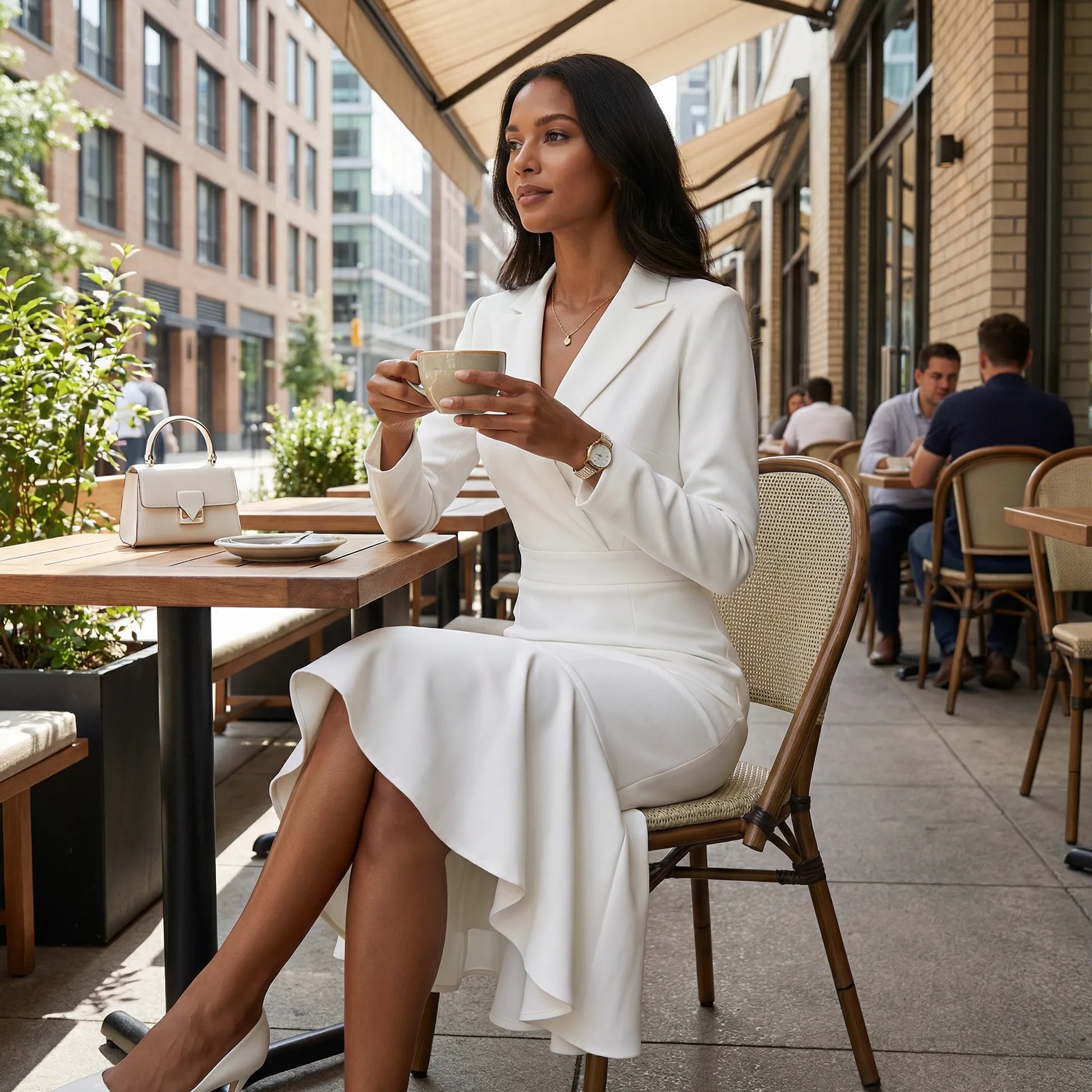 Elegant Blazer-Collar Mermaid Midi Dress