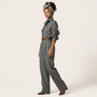 Heritage Plaid Tailored Utility Jumpsuit GraySM-038-GRAY-S