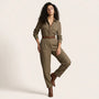 Heritage Plaid Tailored Utility Jumpsuit GreenSM-038-GREEN-S