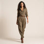 Heritage Plaid Tailored Utility Jumpsuit GreenSM-038-GREEN-S