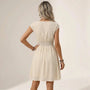 Lace Detail A - Line Day Dress BeigeSM-015-BEIGE-S