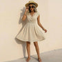 Lace Detail A - Line Day Dress BeigeSM-015-BEIGE-S
