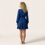 Leopard Long Sleeve Mini Wrap Dress BlueSM-041-BLUE-S