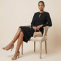Long Sleeve Draped Midi Dress BlackSM-010-BLACK-S
